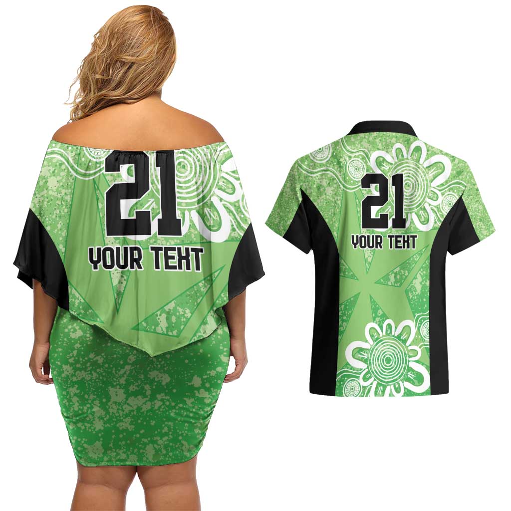 Australian Stars Cricket Custom Couples Matching Off Shoulder Short Dress and Hawaiian Shirt Minimalism Aboriginal