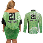 Australian Stars Cricket Custom Couples Matching Off Shoulder Short Dress and Long Sleeve Button Shirt Minimalism Aboriginal