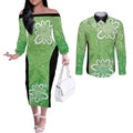 Australian Stars Cricket Custom Couples Matching Off The Shoulder Long Sleeve Dress and Long Sleeve Button Shirt Minimalism Aboriginal