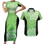 Australian Stars Cricket Custom Couples Matching Short Sleeve Bodycon Dress and Hawaiian Shirt Minimalism Aboriginal