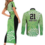 Australian Stars Cricket Custom Couples Matching Short Sleeve Bodycon Dress and Long Sleeve Button Shirt Minimalism Aboriginal