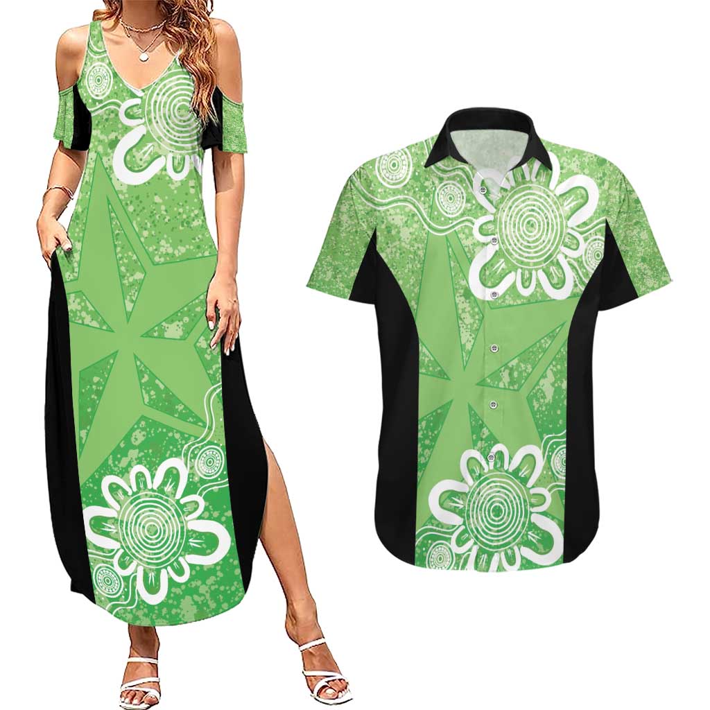 Australian Stars Cricket Custom Couples Matching Summer Maxi Dress and Hawaiian Shirt Minimalism Aboriginal
