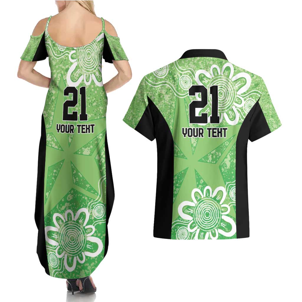 Australian Stars Cricket Custom Couples Matching Summer Maxi Dress and Hawaiian Shirt Minimalism Aboriginal