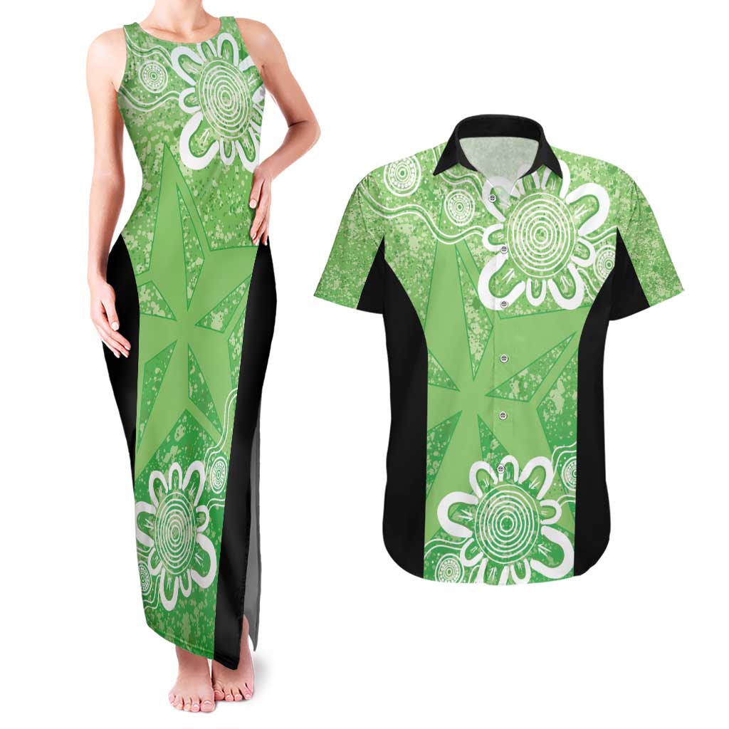 Australian Stars Cricket Custom Couples Matching Tank Maxi Dress and Hawaiian Shirt Minimalism Aboriginal