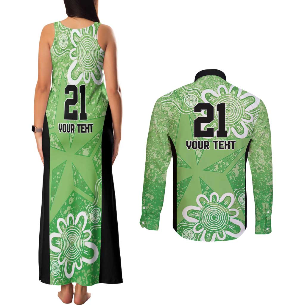 Australian Stars Cricket Custom Couples Matching Tank Maxi Dress and Long Sleeve Button Shirt Minimalism Aboriginal