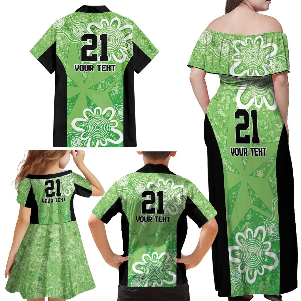 Australian Stars Cricket Custom Family Matching Off Shoulder Maxi Dress and Hawaiian Shirt Minimalism Aboriginal