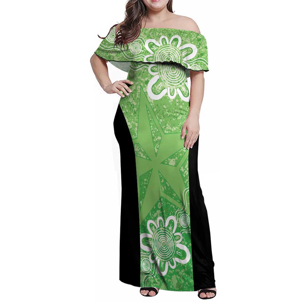 Australian Stars Cricket Custom Family Matching Off Shoulder Maxi Dress and Hawaiian Shirt Minimalism Aboriginal