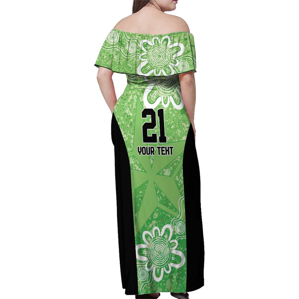 Australian Stars Cricket Custom Family Matching Off Shoulder Maxi Dress and Hawaiian Shirt Minimalism Aboriginal