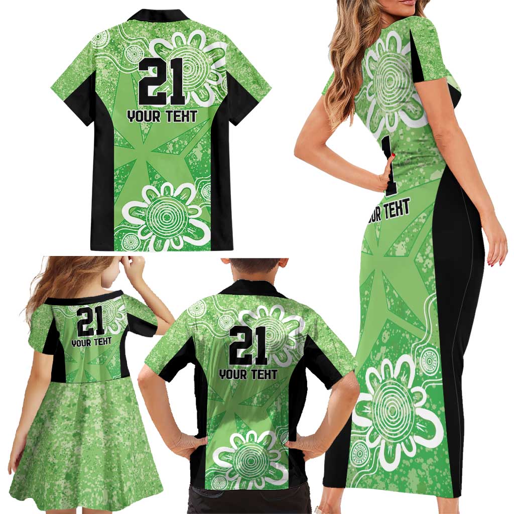 Australian Stars Cricket Custom Family Matching Short Sleeve Bodycon Dress and Hawaiian Shirt Minimalism Aboriginal