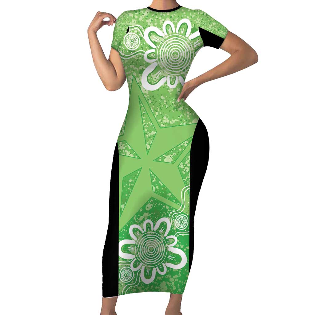 Australian Stars Cricket Custom Family Matching Short Sleeve Bodycon Dress and Hawaiian Shirt Minimalism Aboriginal