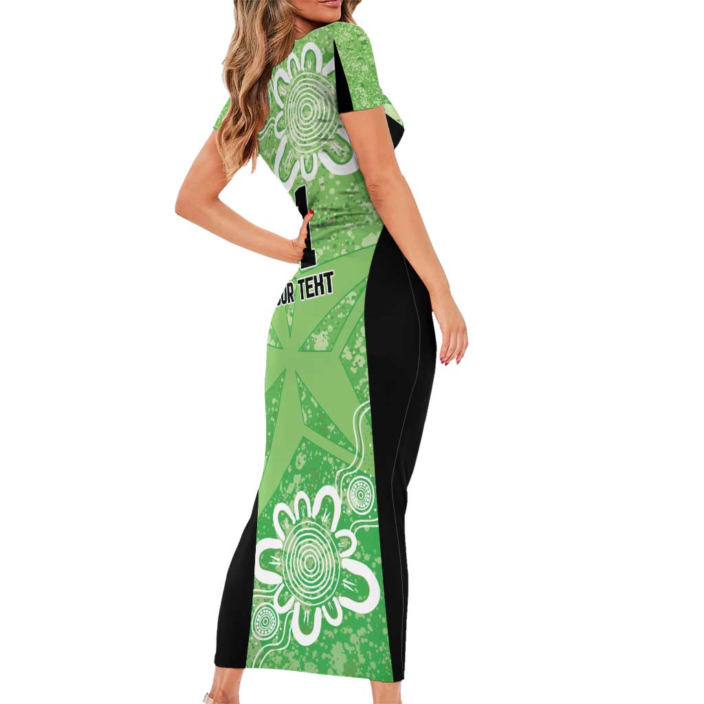 Australian Stars Cricket Custom Family Matching Short Sleeve Bodycon Dress and Hawaiian Shirt Minimalism Aboriginal