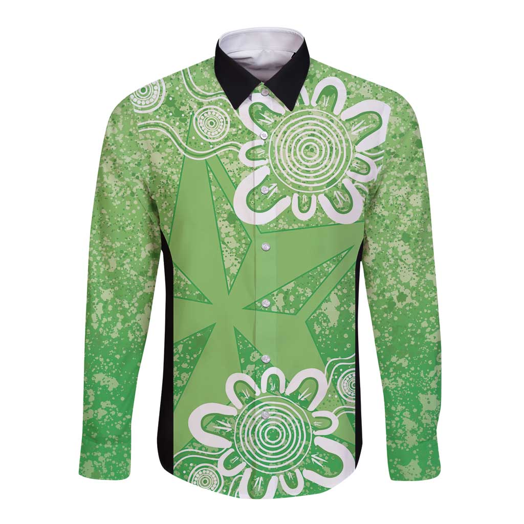Australian Stars Cricket Custom Long Sleeve Button Shirt Minimalism Aboriginal
