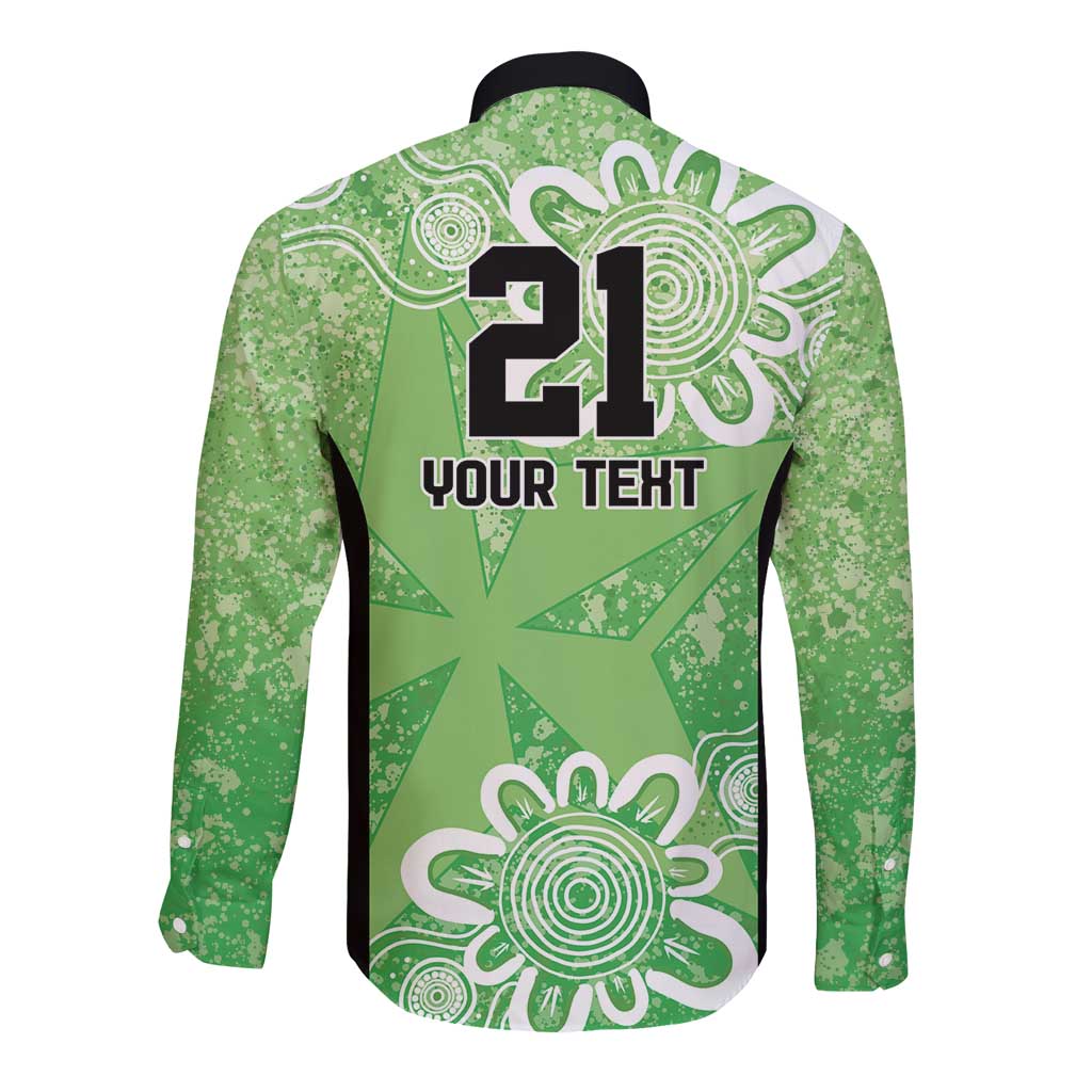 Australian Stars Cricket Custom Long Sleeve Button Shirt Minimalism Aboriginal