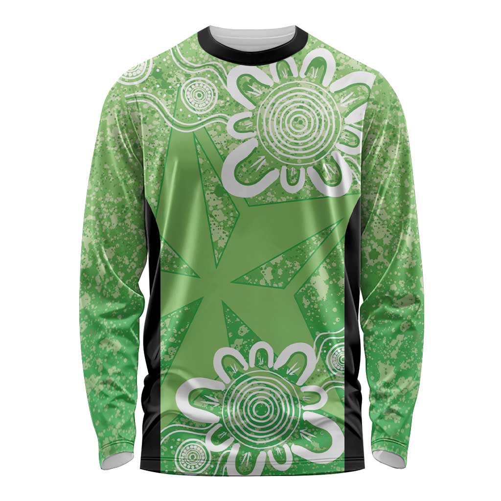 Australian Stars Cricket Custom Long Sleeve Shirt Minimalism Aboriginal