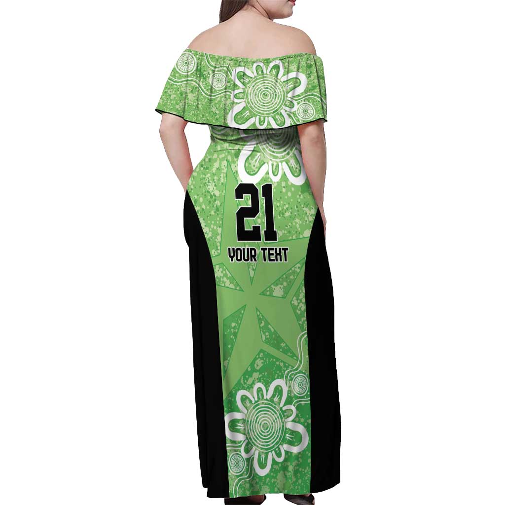 Australian Stars Cricket Custom Off Shoulder Maxi Dress Minimalism Aboriginal