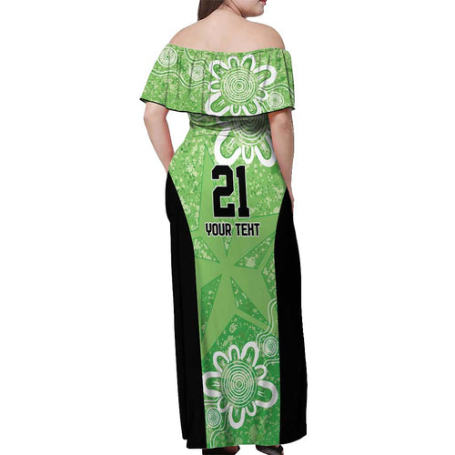 Australian Stars Cricket Custom Off Shoulder Maxi Dress Minimalism Aboriginal