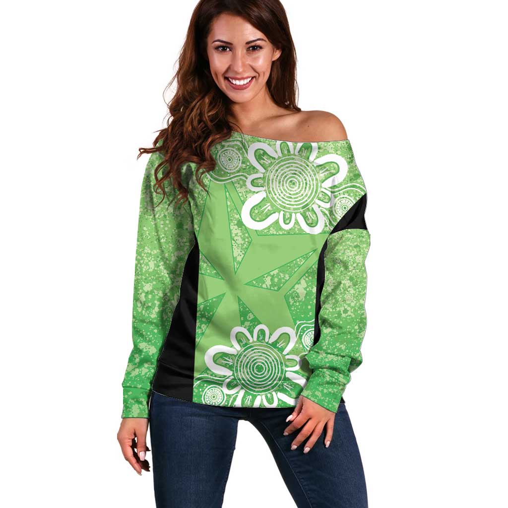 Australian Stars Cricket Custom Off Shoulder Sweater Minimalism Aboriginal
