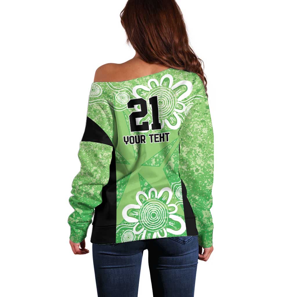 Australian Stars Cricket Custom Off Shoulder Sweater Minimalism Aboriginal