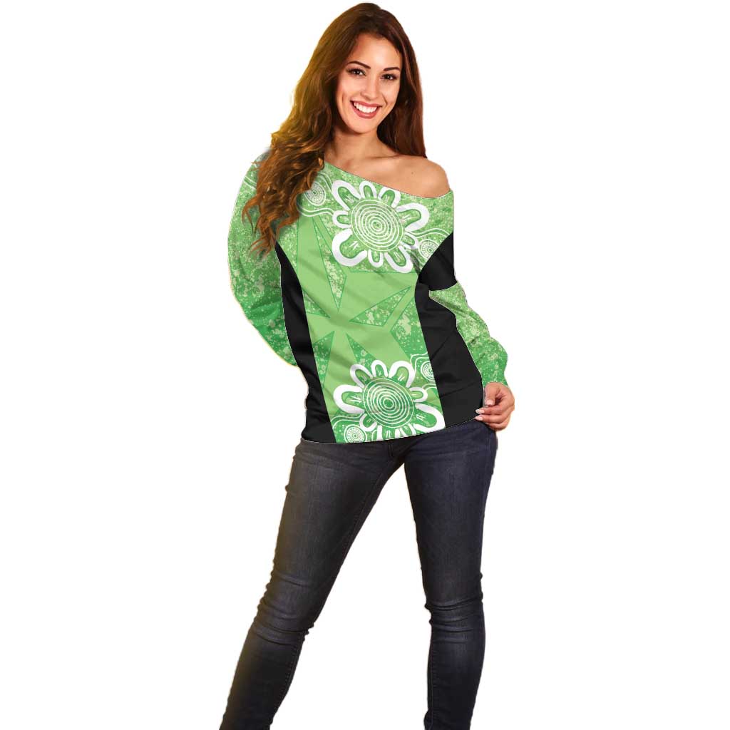 Australian Stars Cricket Custom Off Shoulder Sweater Minimalism Aboriginal