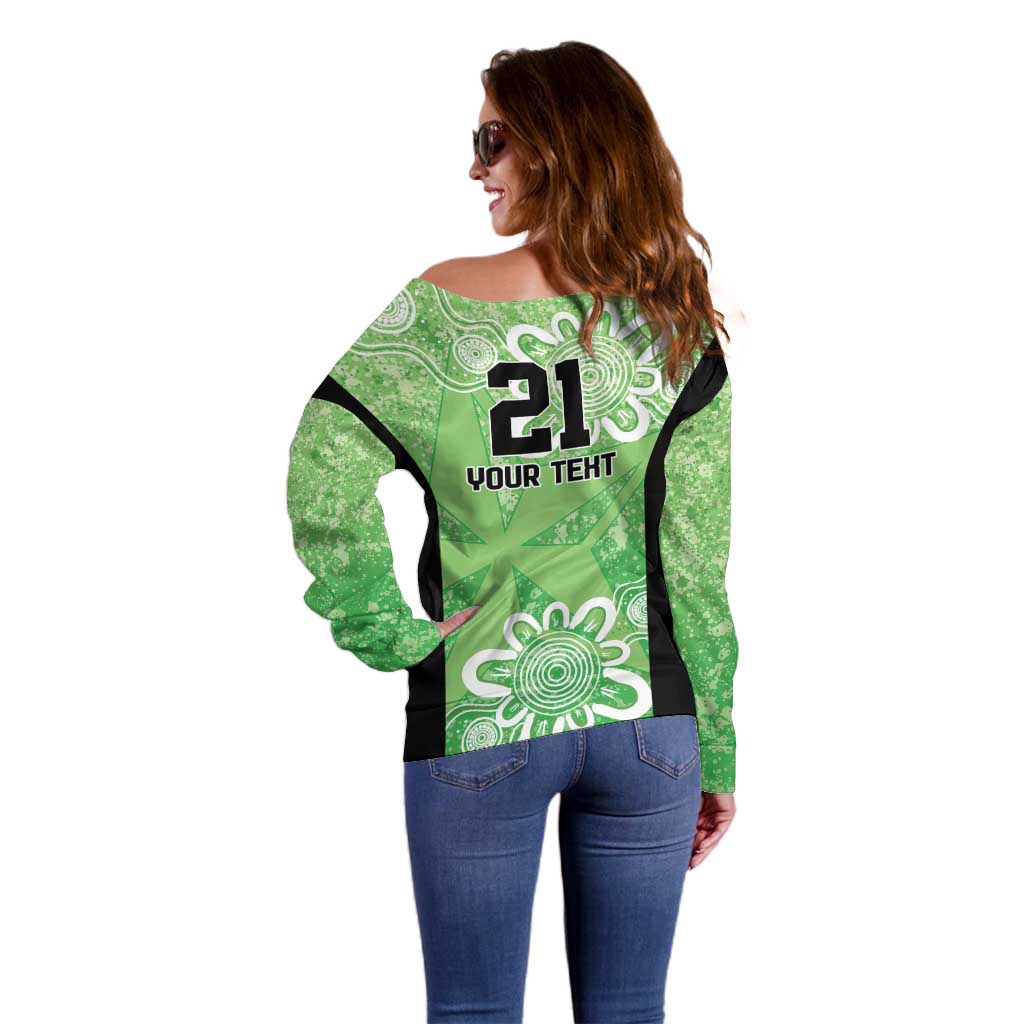 Australian Stars Cricket Custom Off Shoulder Sweater Minimalism Aboriginal