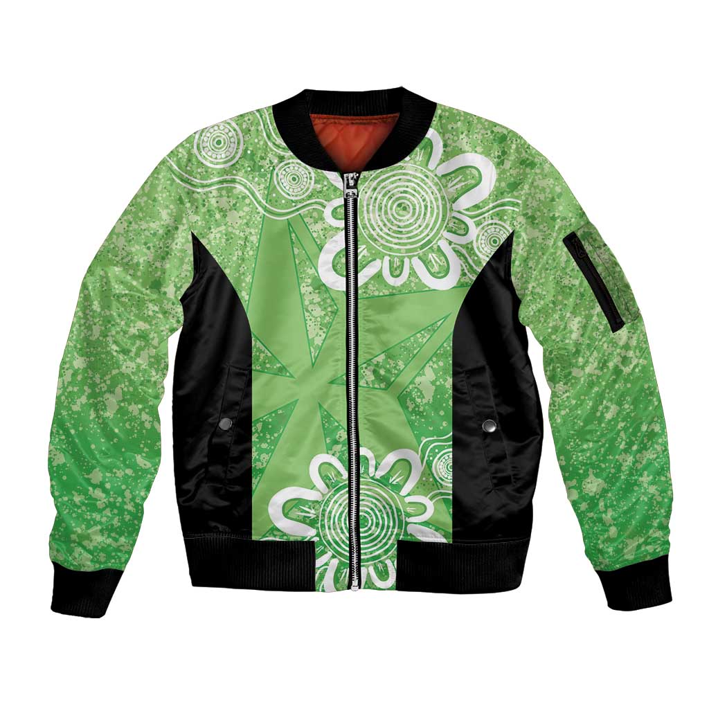 Australian Stars Cricket Custom Sleeve Zip Bomber Jacket Minimalism Aboriginal