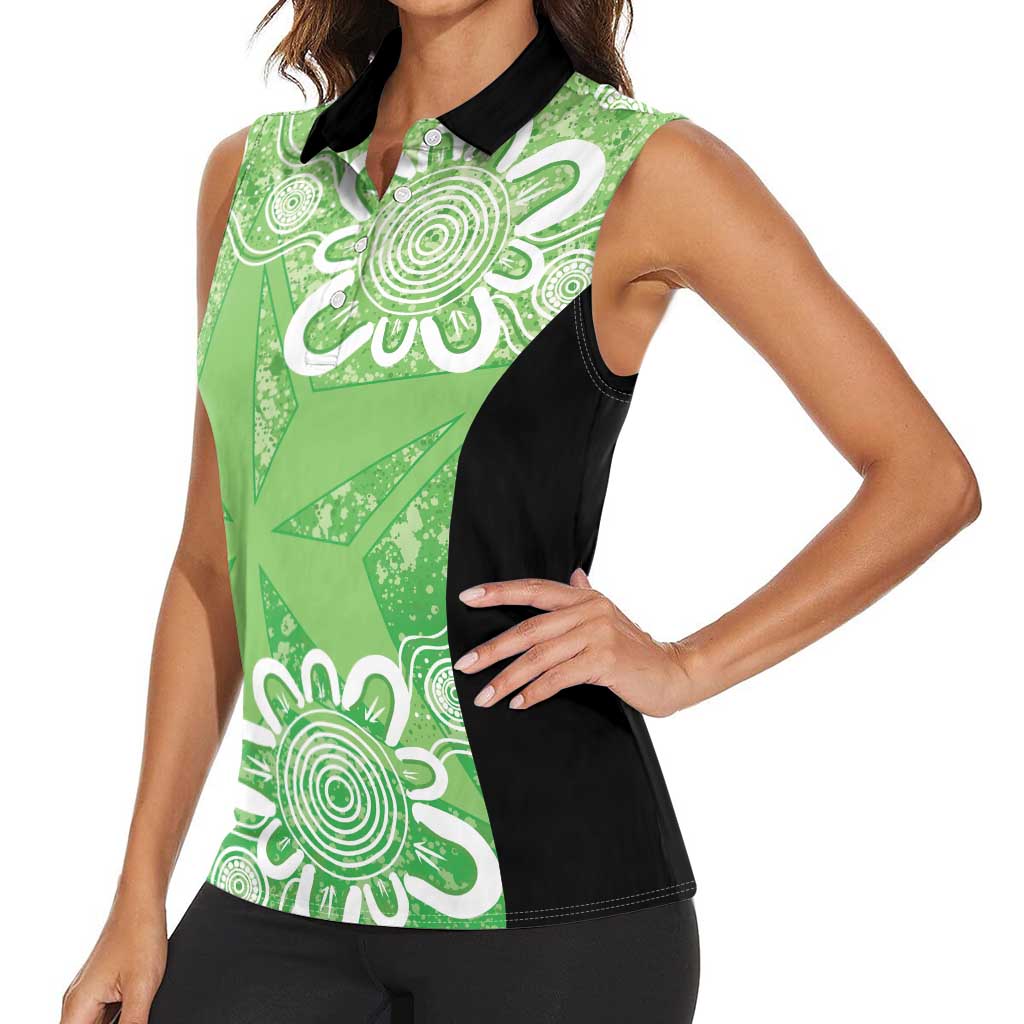 Australian Stars Cricket Custom Women Sleeveless Polo Shirt Minimalism Aboriginal