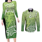 Australian Thunder Cricket Custom Couples Matching Long Sleeve Bodycon Dress and Long Sleeve Button Shirt Minimalism Aboriginal