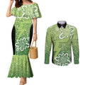 Australian Thunder Cricket Custom Couples Matching Mermaid Dress and Long Sleeve Button Shirt Minimalism Aboriginal