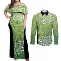 Australian Thunder Cricket Custom Couples Matching Off Shoulder Maxi Dress and Long Sleeve Button Shirt Minimalism Aboriginal