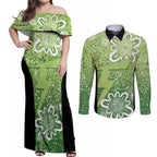 Australian Thunder Cricket Custom Couples Matching Off Shoulder Maxi Dress and Long Sleeve Button Shirt Minimalism Aboriginal
