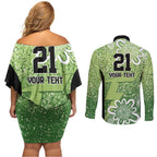 Australian Thunder Cricket Custom Couples Matching Off Shoulder Short Dress and Long Sleeve Button Shirt Minimalism Aboriginal