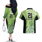 Australian Thunder Cricket Custom Couples Matching Off The Shoulder Long Sleeve Dress and Hawaiian Shirt Minimalism Aboriginal