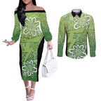 Australian Thunder Cricket Custom Couples Matching Off The Shoulder Long Sleeve Dress and Long Sleeve Button Shirt Minimalism Aboriginal