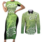 Australian Thunder Cricket Custom Couples Matching Short Sleeve Bodycon Dress and Long Sleeve Button Shirt Minimalism Aboriginal