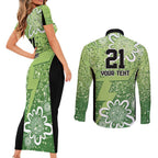 Australian Thunder Cricket Custom Couples Matching Short Sleeve Bodycon Dress and Long Sleeve Button Shirt Minimalism Aboriginal