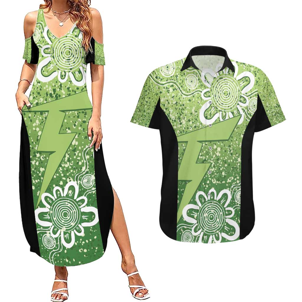 Australian Thunder Cricket Custom Couples Matching Summer Maxi Dress and Hawaiian Shirt Minimalism Aboriginal