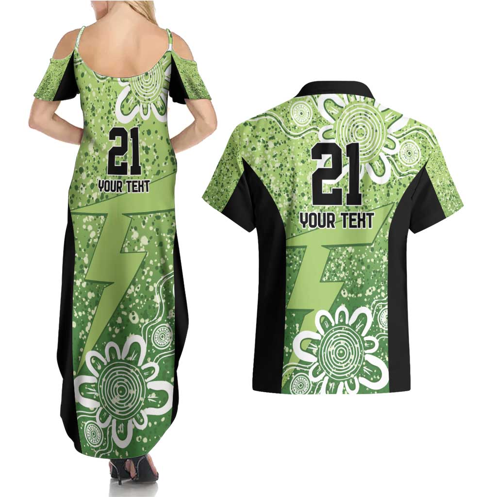 Australian Thunder Cricket Custom Couples Matching Summer Maxi Dress and Hawaiian Shirt Minimalism Aboriginal