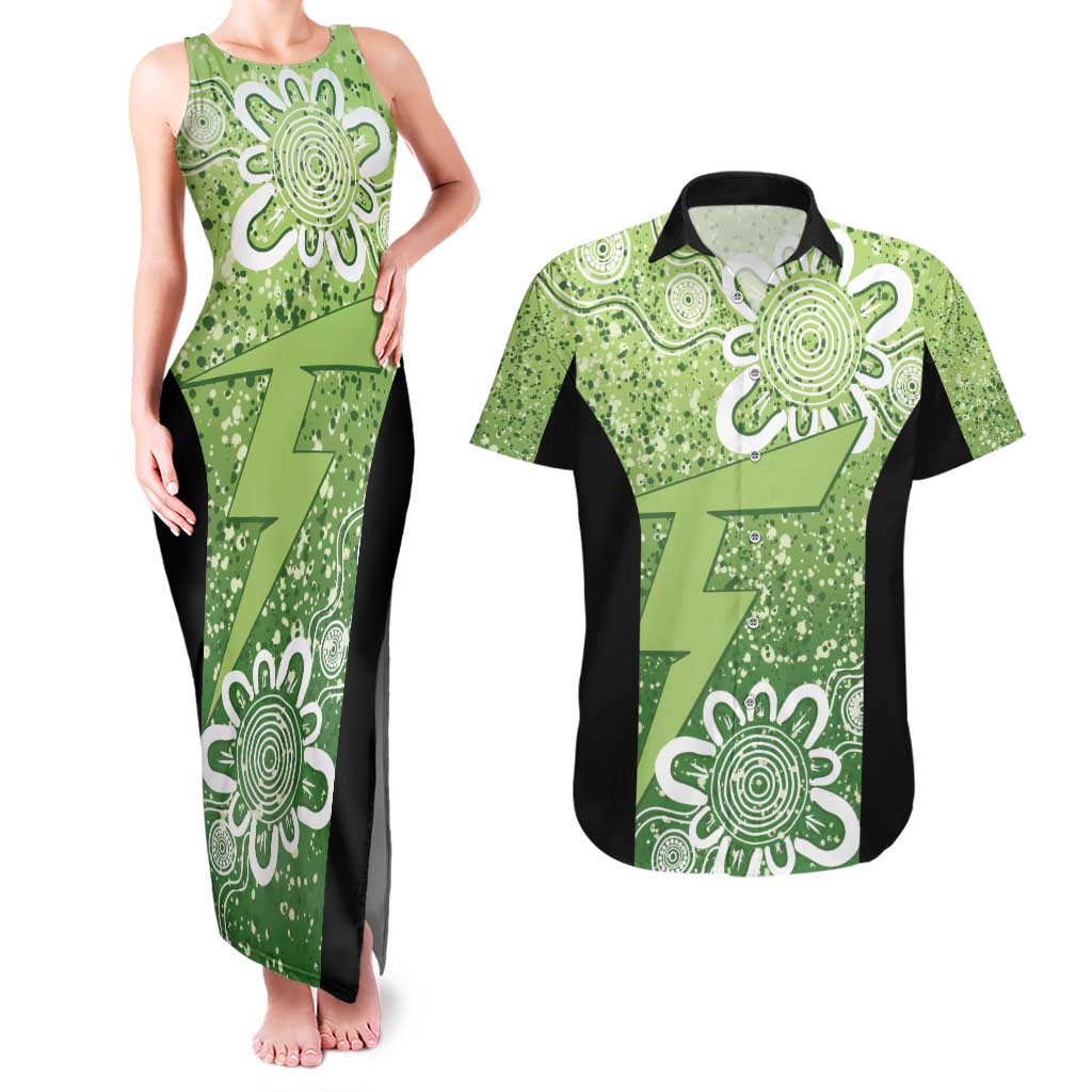 Australian Thunder Cricket Custom Couples Matching Tank Maxi Dress and Hawaiian Shirt Minimalism Aboriginal