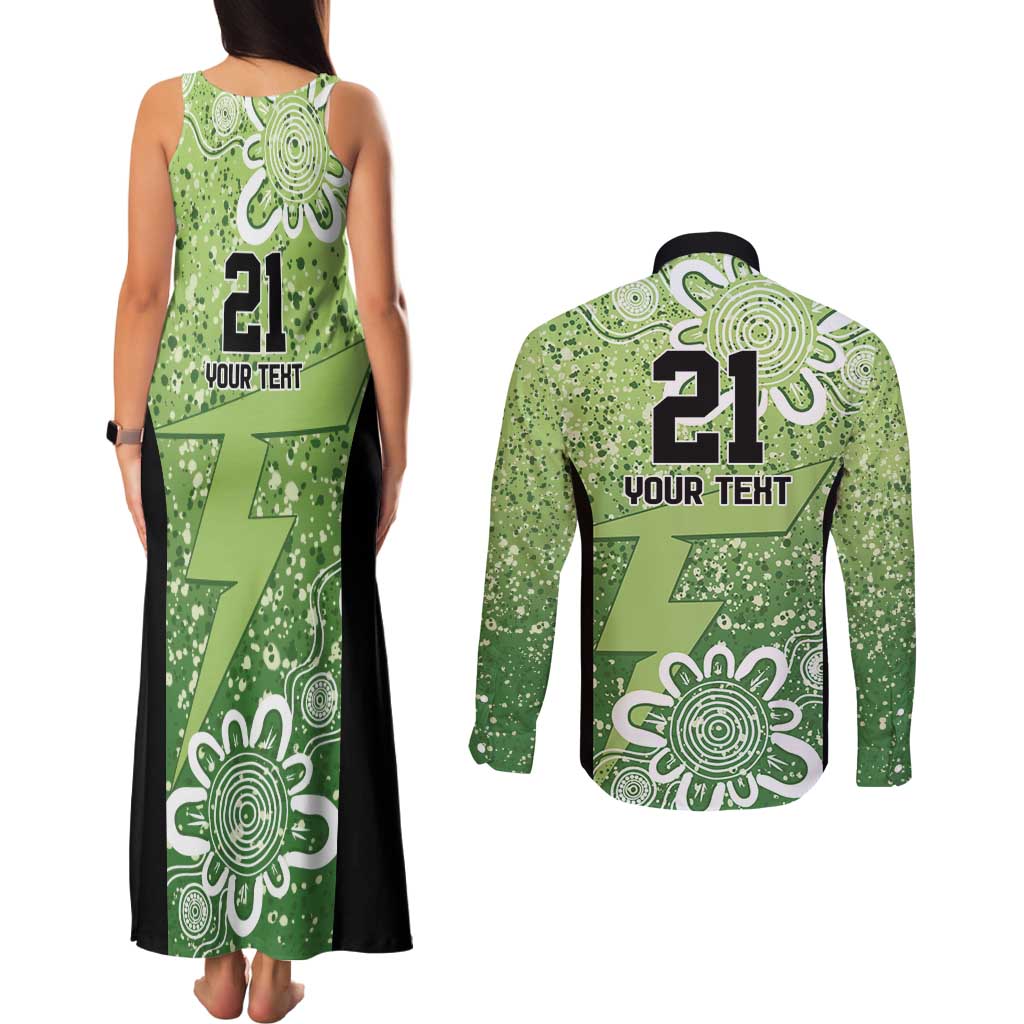 Australian Thunder Cricket Custom Couples Matching Tank Maxi Dress and Long Sleeve Button Shirt Minimalism Aboriginal