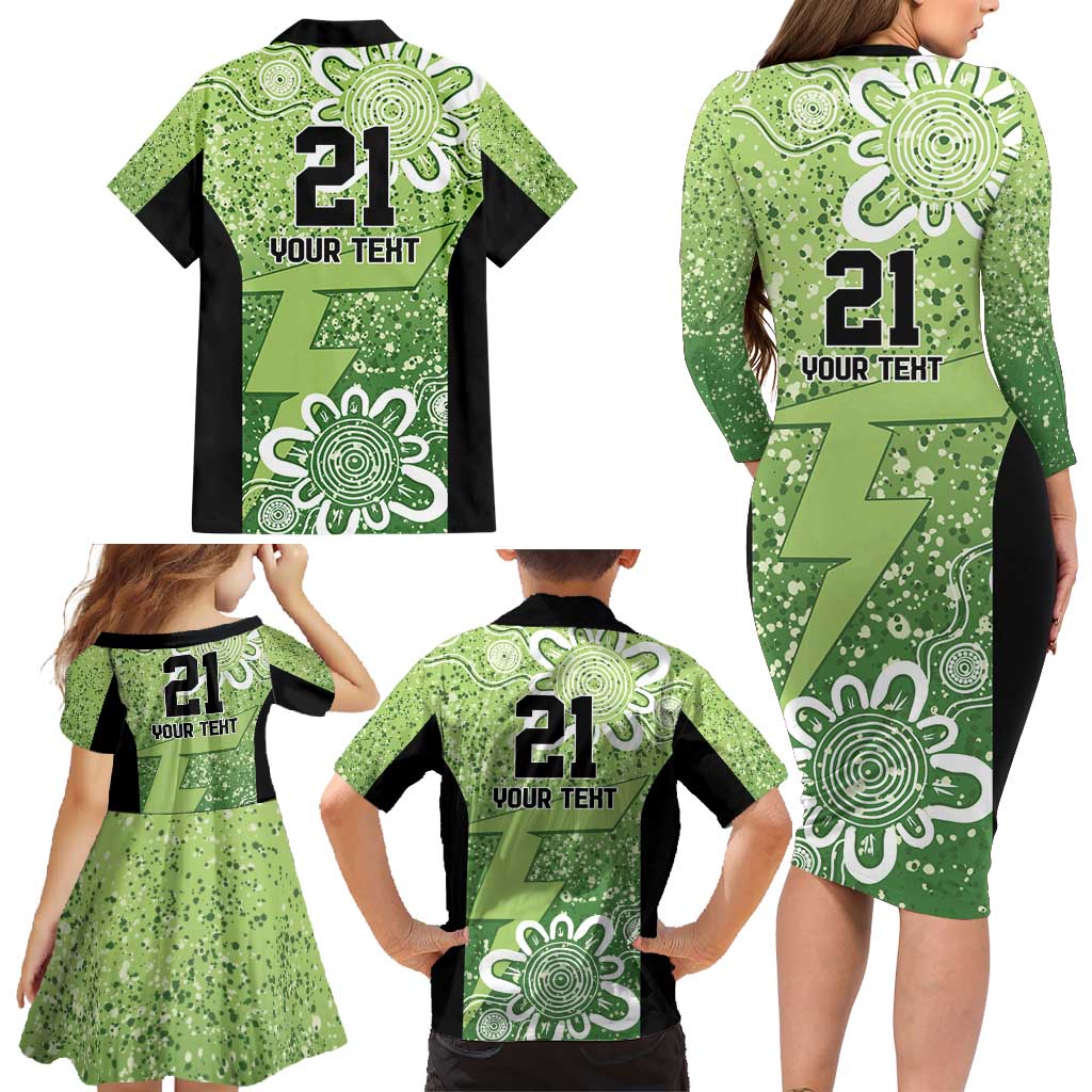 Australian Thunder Cricket Custom Family Matching Long Sleeve Bodycon Dress and Hawaiian Shirt Minimalism Aboriginal
