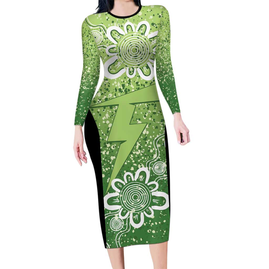 Australian Thunder Cricket Custom Family Matching Long Sleeve Bodycon Dress and Hawaiian Shirt Minimalism Aboriginal