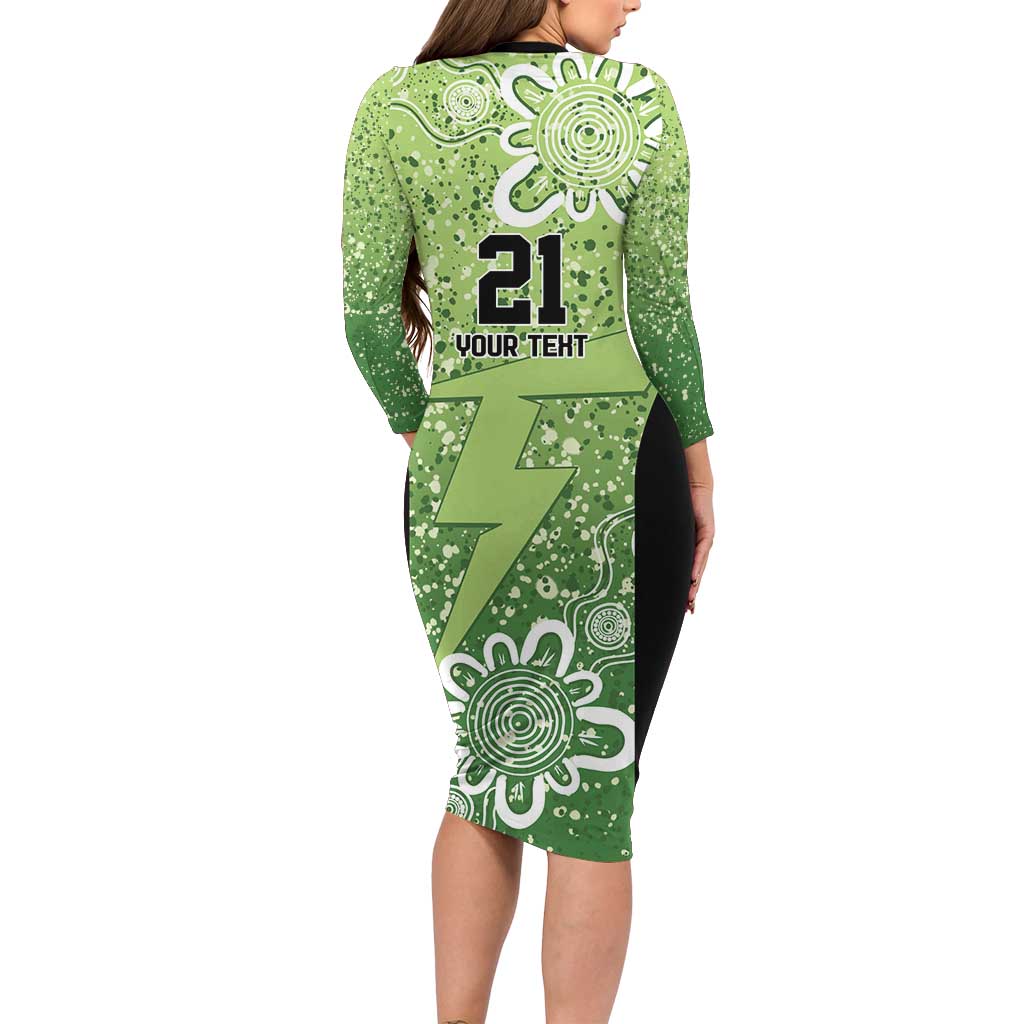 Australian Thunder Cricket Custom Family Matching Long Sleeve Bodycon Dress and Hawaiian Shirt Minimalism Aboriginal