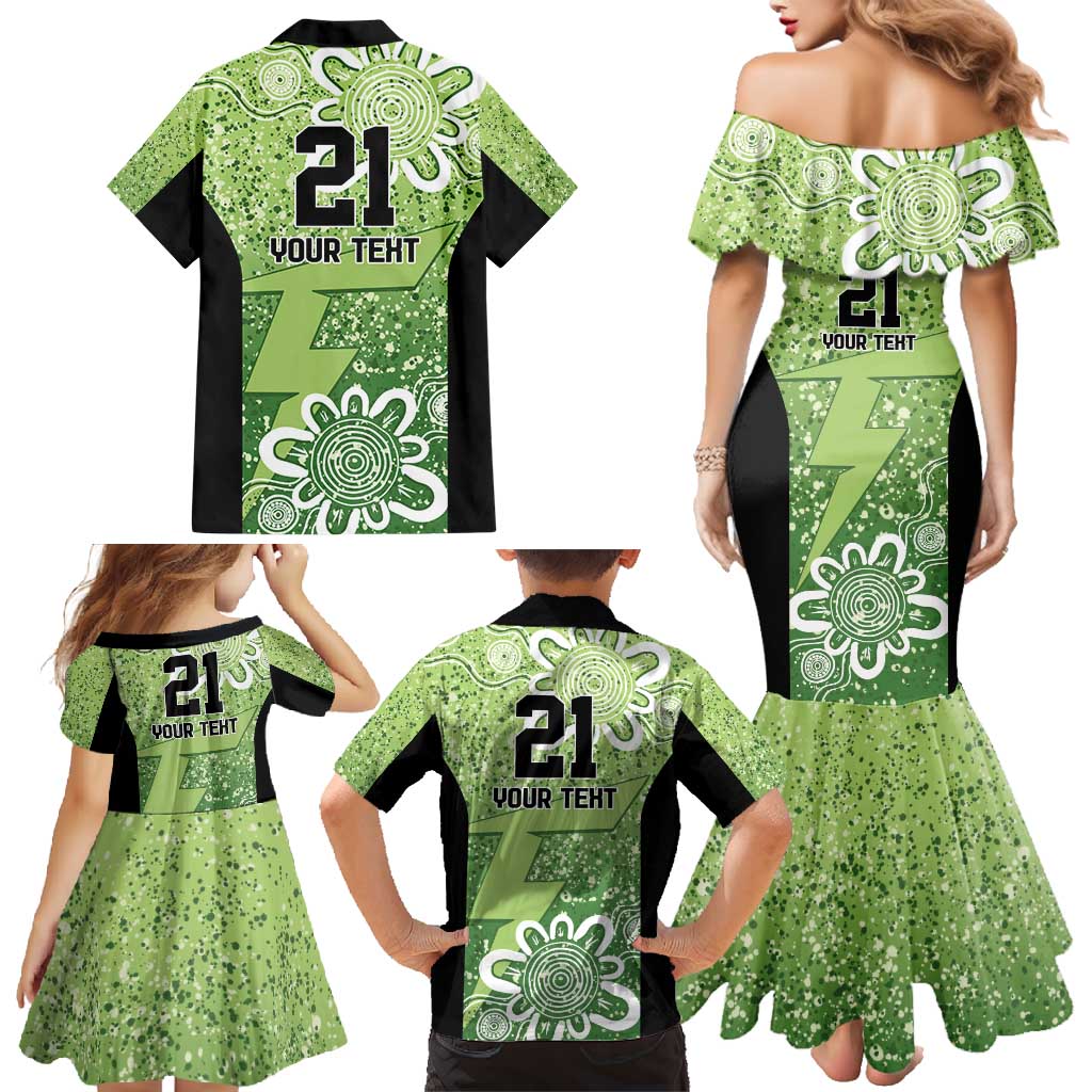 Australian Thunder Cricket Custom Family Matching Mermaid Dress and Hawaiian Shirt Minimalism Aboriginal