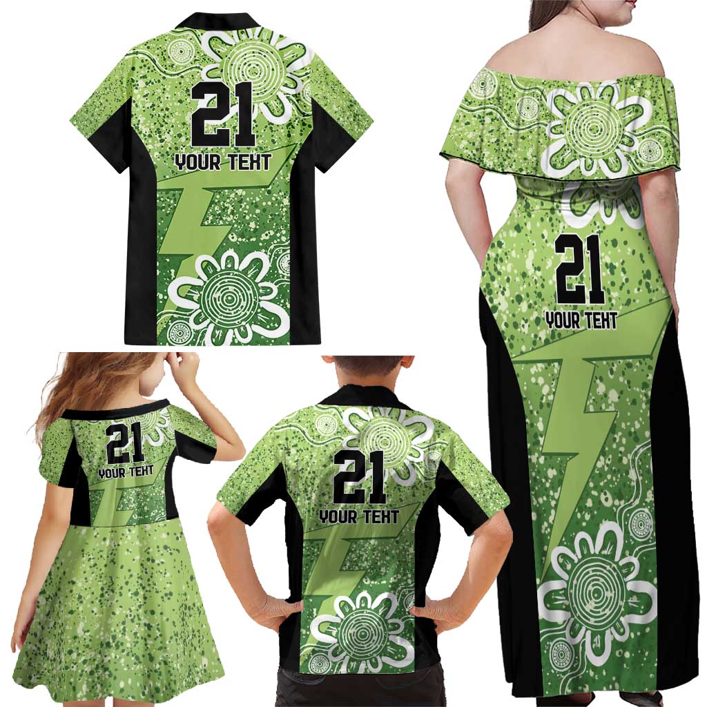 Australian Thunder Cricket Custom Family Matching Off Shoulder Maxi Dress and Hawaiian Shirt Minimalism Aboriginal