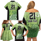 Australian Thunder Cricket Custom Family Matching Off Shoulder Short Dress and Hawaiian Shirt Minimalism Aboriginal