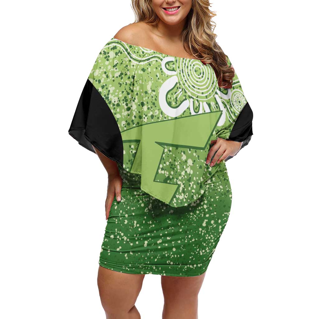 Australian Thunder Cricket Custom Family Matching Off Shoulder Short Dress and Hawaiian Shirt Minimalism Aboriginal