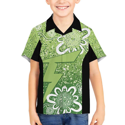 Australian Thunder Cricket Custom Family Matching Off Shoulder Short Dress and Hawaiian Shirt Minimalism Aboriginal