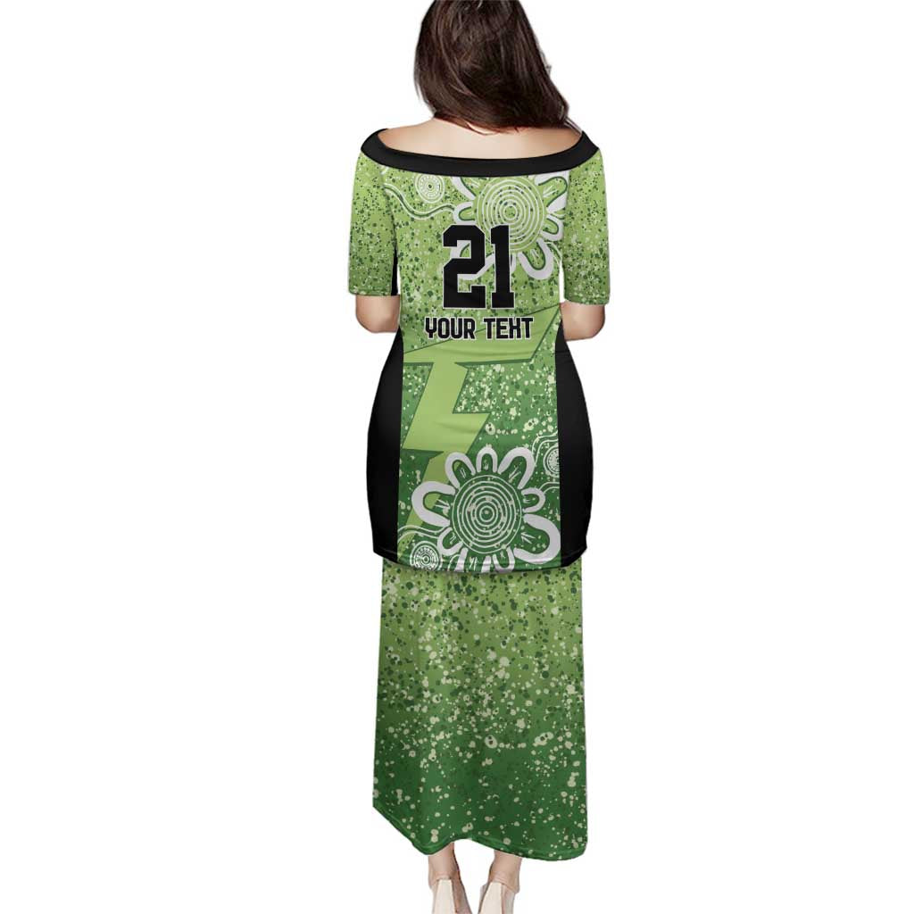 Australian Thunder Cricket Custom Family Matching Puletasi and Hawaiian Shirt Minimalism Aboriginal