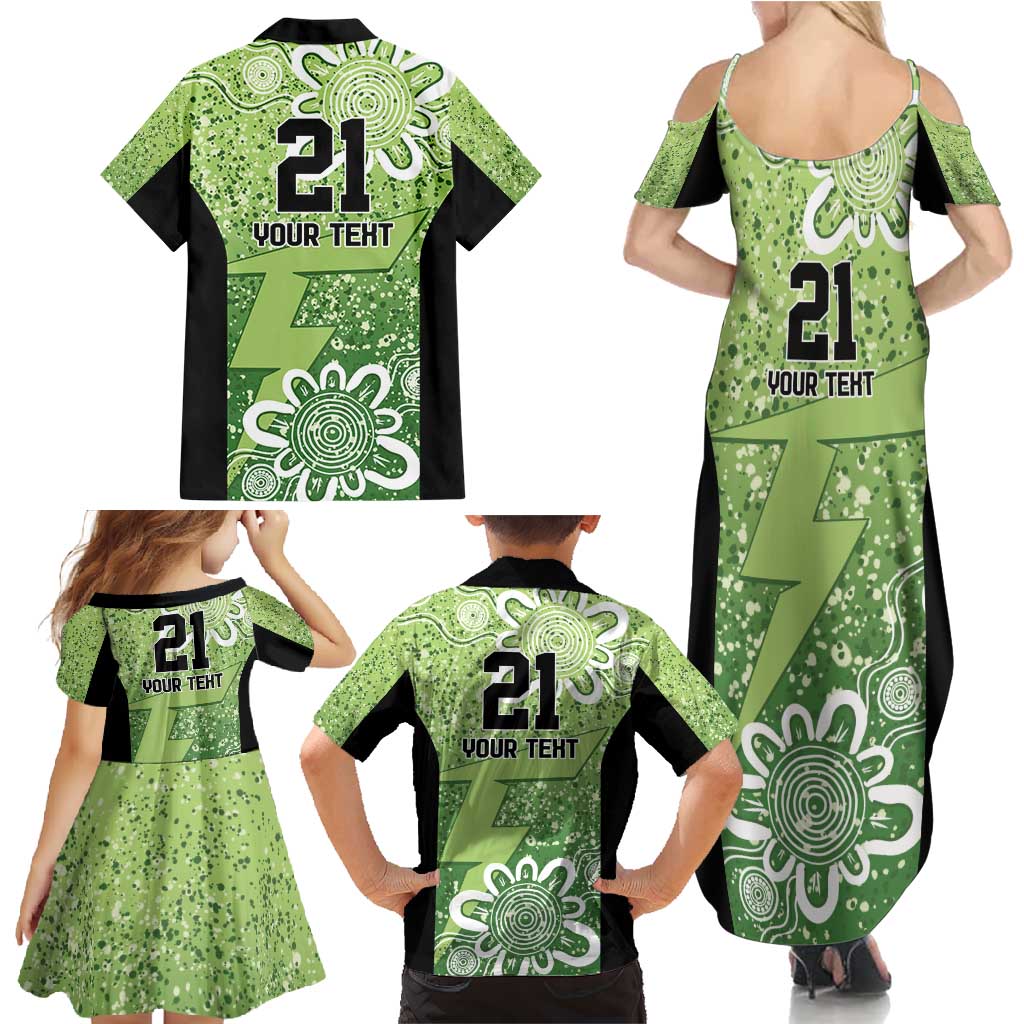Australian Thunder Cricket Custom Family Matching Summer Maxi Dress and Hawaiian Shirt Minimalism Aboriginal