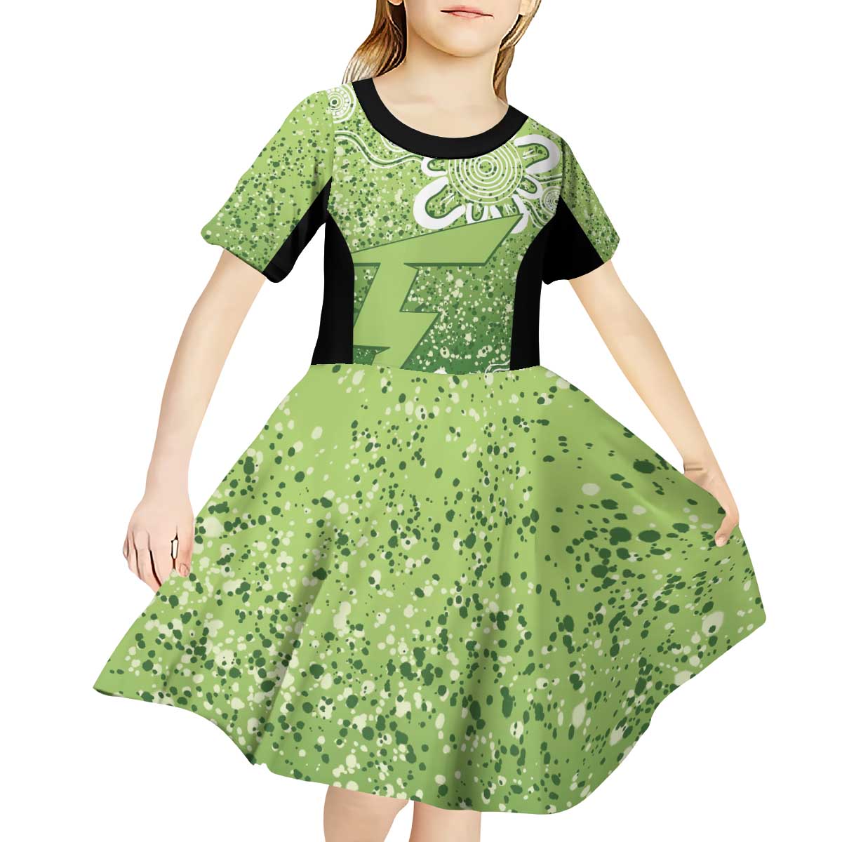 Australian Thunder Cricket Custom Kid Short Sleeve Dress Minimalism Aboriginal